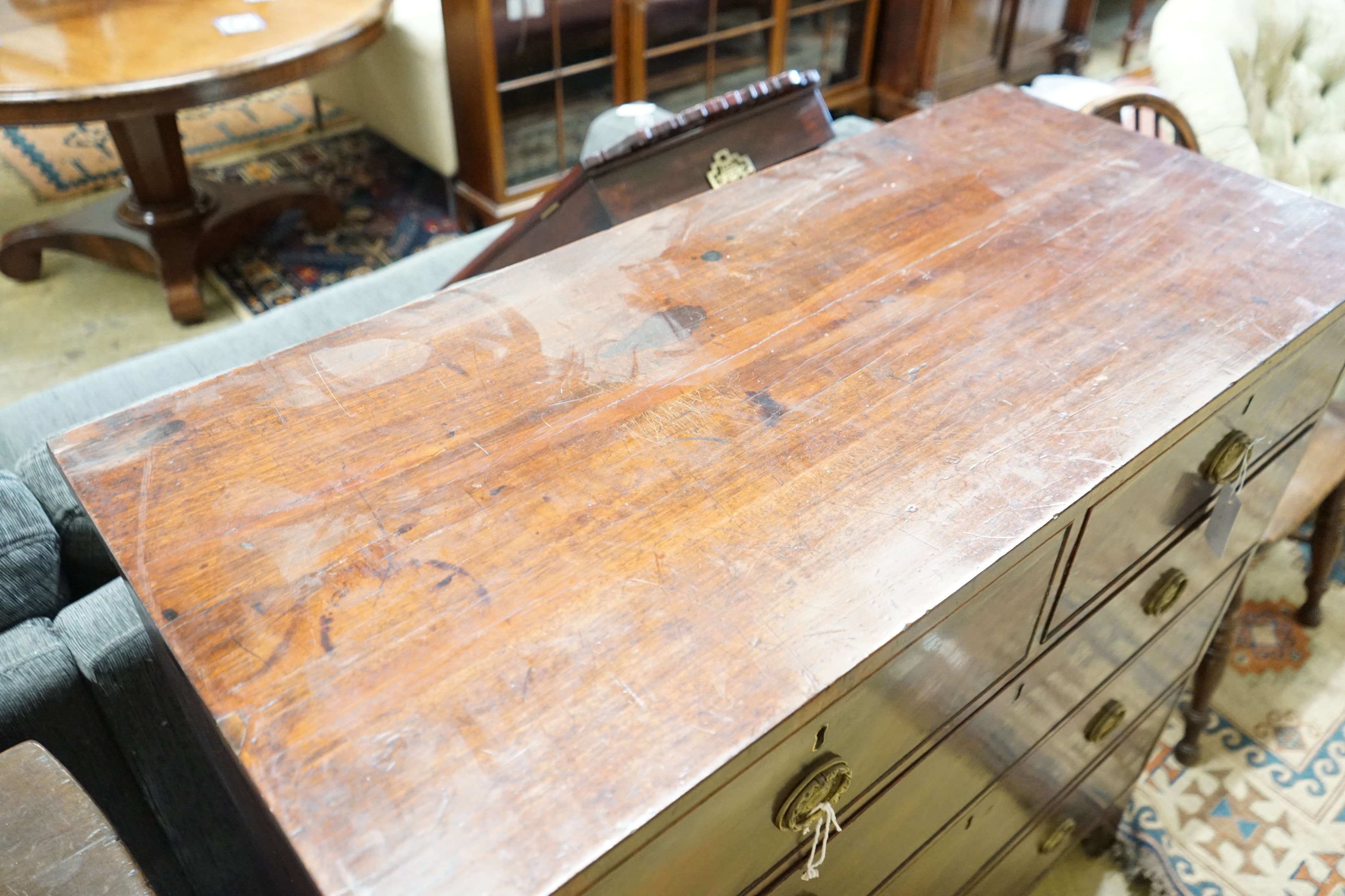 A Regency mahogany chest, width 108cm, depth 49cm, height 106cm